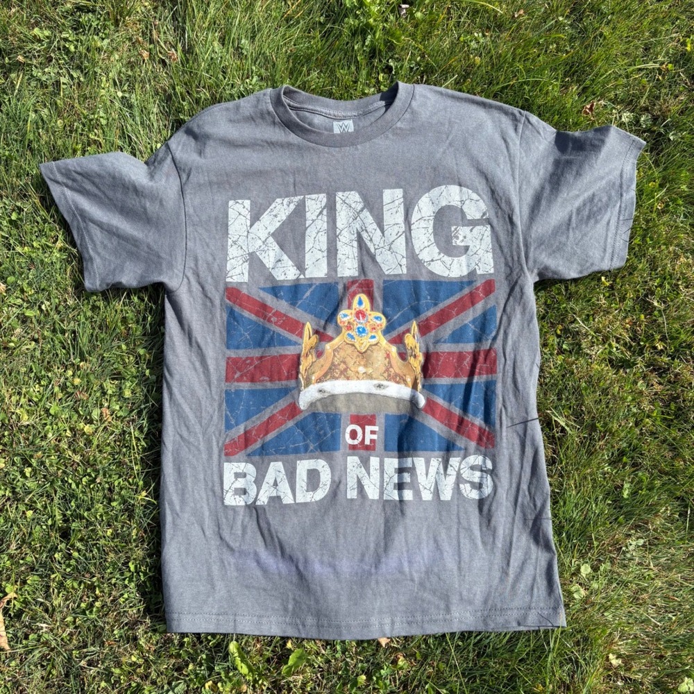 WWE King Barrett Bad News Union Jack Graphic T Shirt Mens Medium